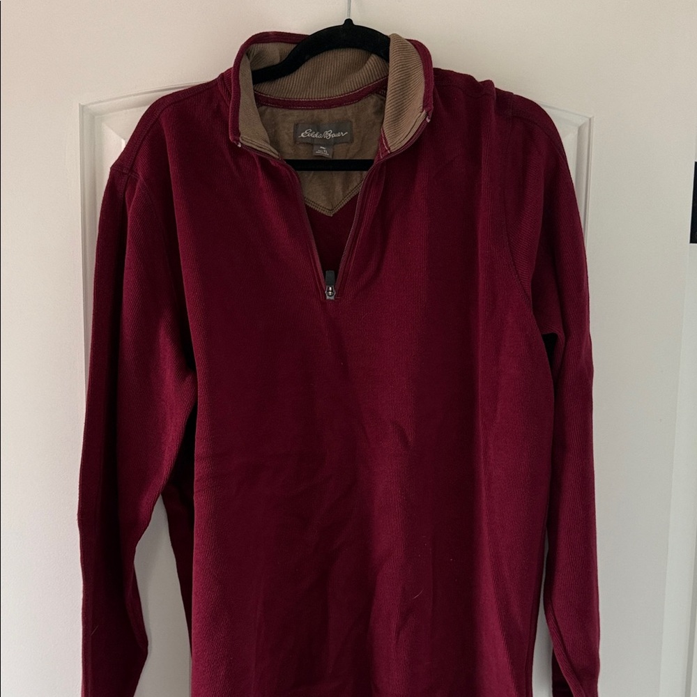 Eddie Bauer Men's Maroon Zip-Up Sweater